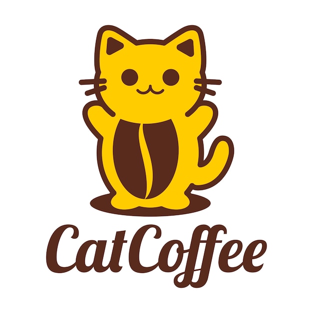 Vector cat coffee cafe minimalist logo design