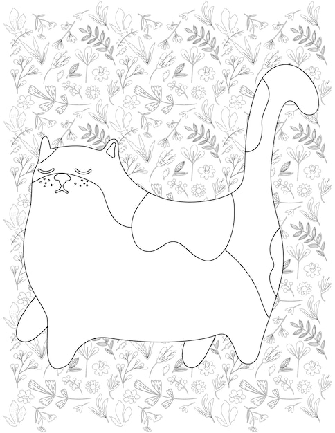 Vector cat coloring page