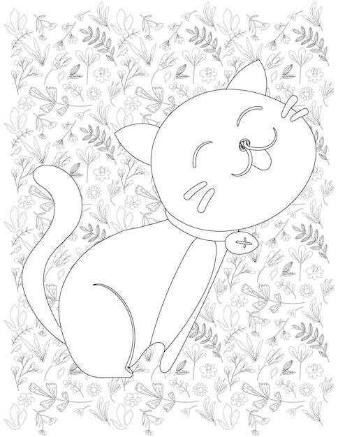 Vector cat coloring page