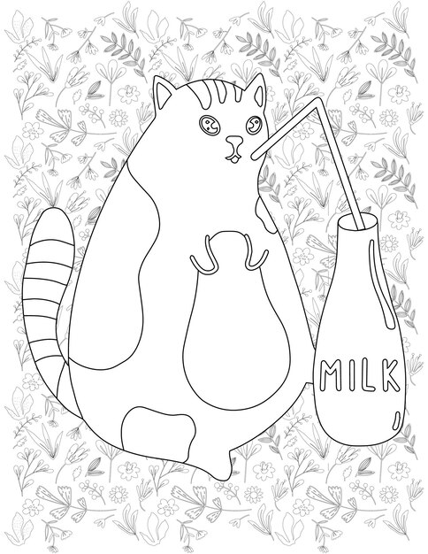 Vector cat coloring page