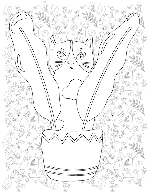 Vector cat coloring page