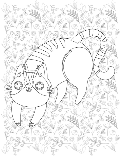 Vector cat coloring page