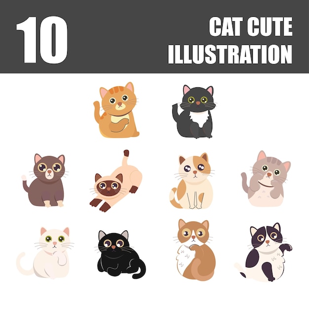 Cat Cuta Illustration Set Collection