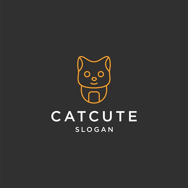 Cat cute logo icon design template