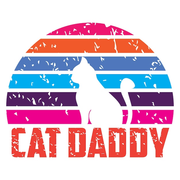 Cat Dad Typography Tshirt Design