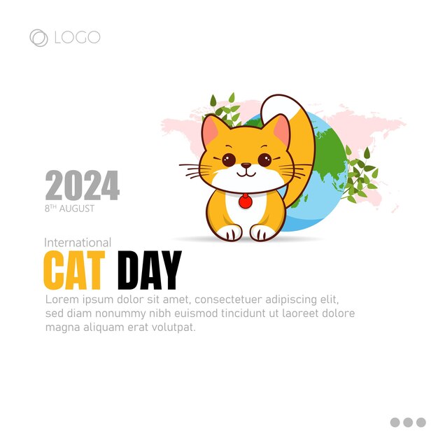 Vector cat day celebrated on august 8th is dedicated to honoring and appreciating cats