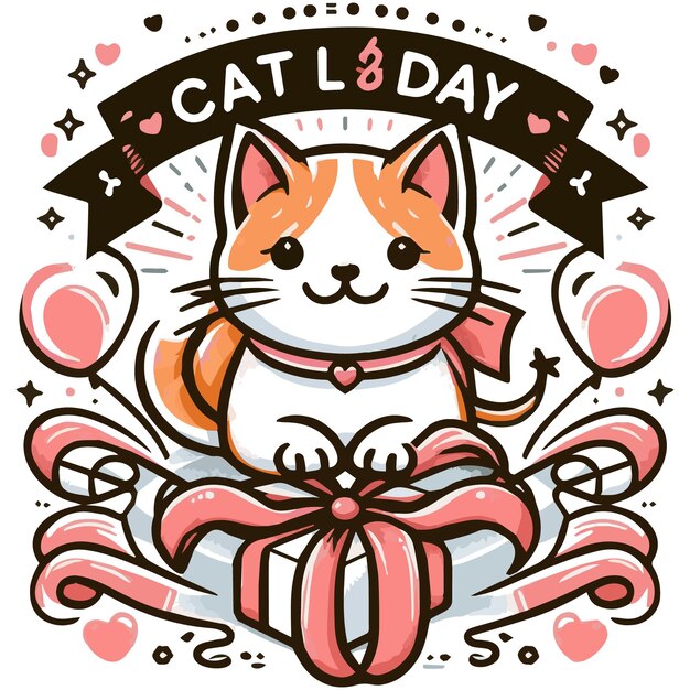 Cat Day Event Vector Art Illustration