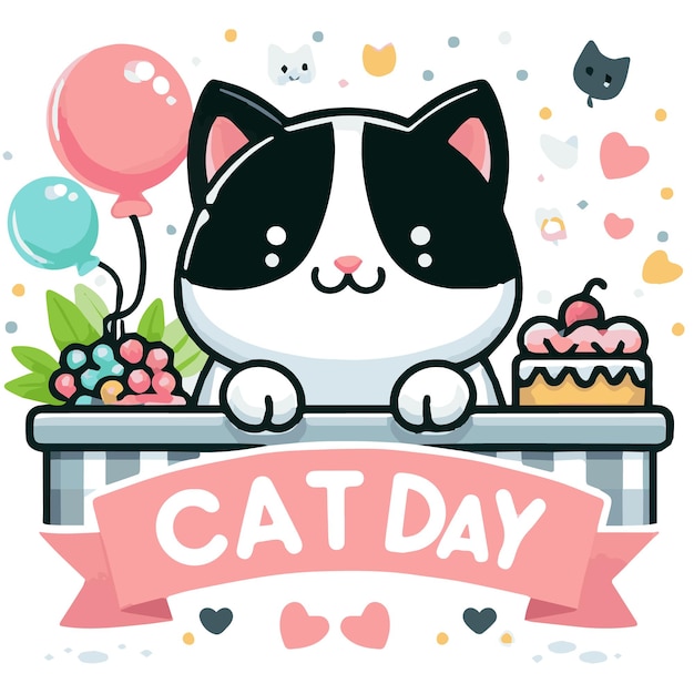 Cat Day Event Vector Art Illustration