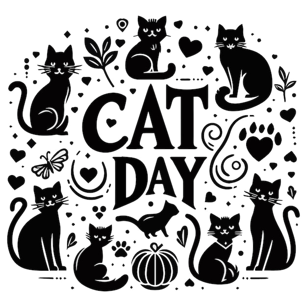 Cat Day Event Vector Art Illustration