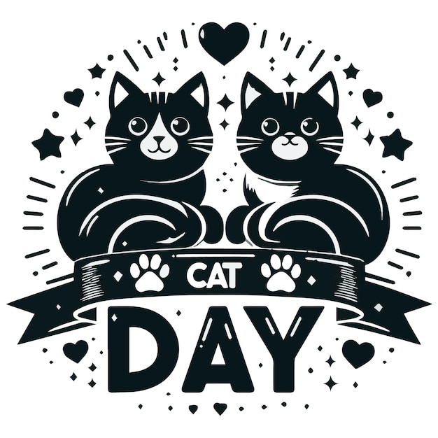 Cat Day Event Vector Art Illustration