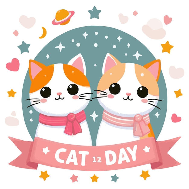 Cat Day Event Vector Art Illustration