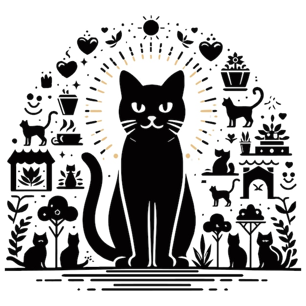 Cat Day Event Vector Art Illustration