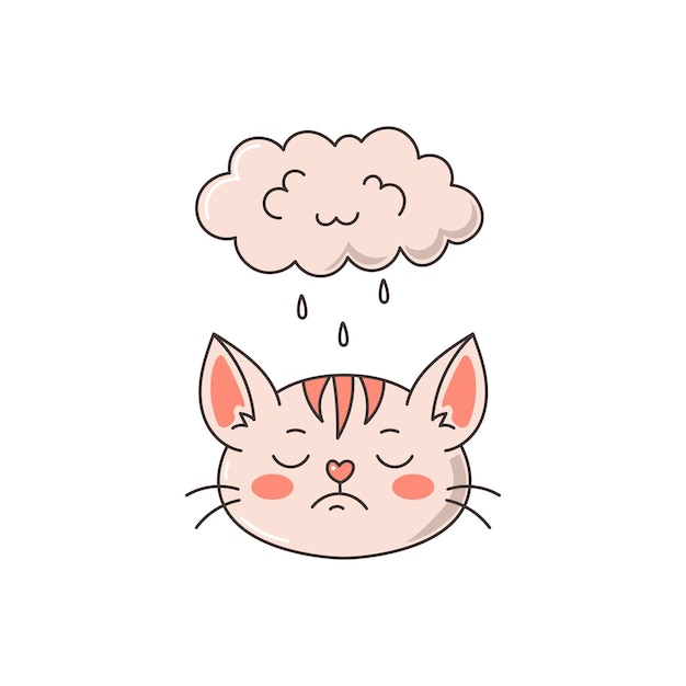 Cat depression vector illustration