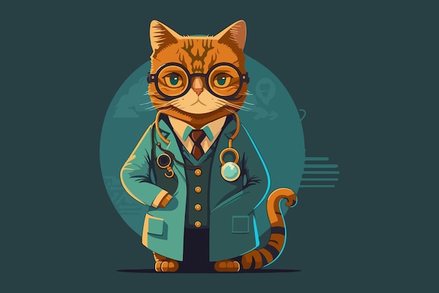 Cat doctor vector illustration