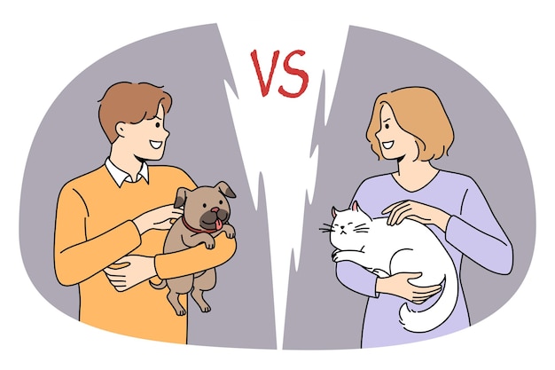 Cat or dog love concept