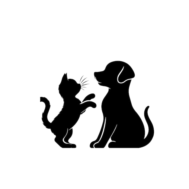 Vector cat and dog silhouette cat and dog logo icon vector design