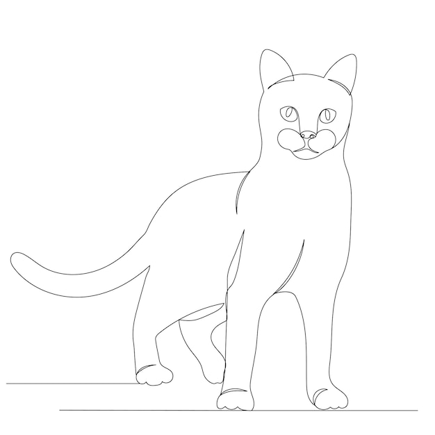 Cat drawing in one continuous line isolated