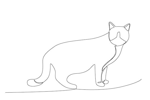 A cat drawing one line art