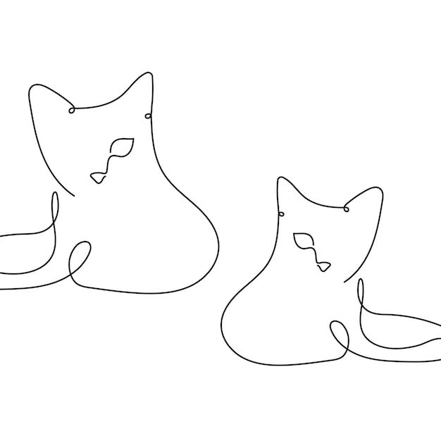 cat drawing vector continuous single one line art style isolated on white background Minimalism hand drawn style