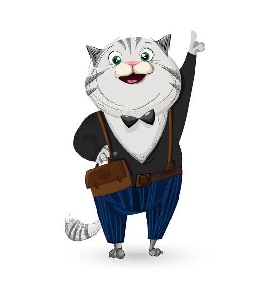 Vector cat dressed in suit cartoon character