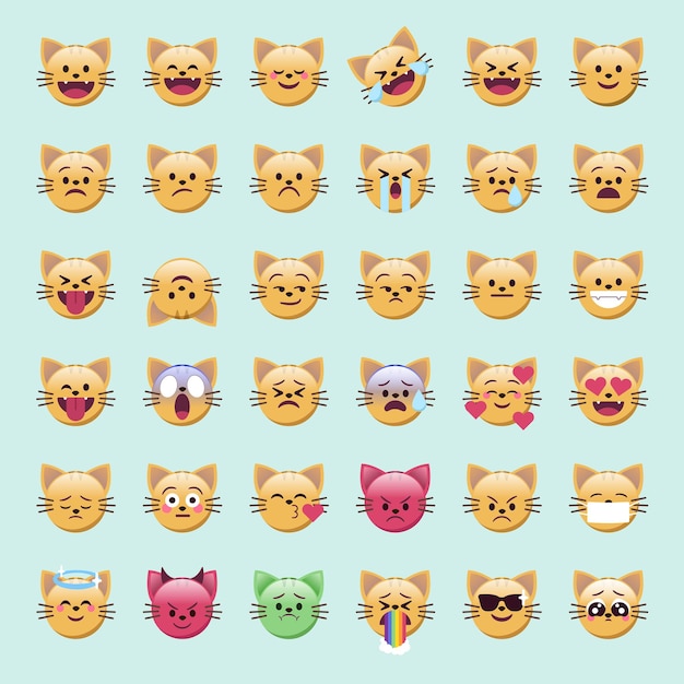 Cat emoji faces with cute expressions for social media