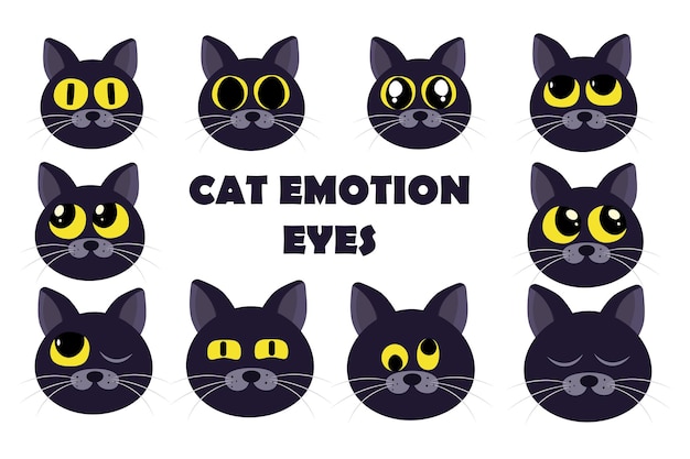 cat emotion eyes set