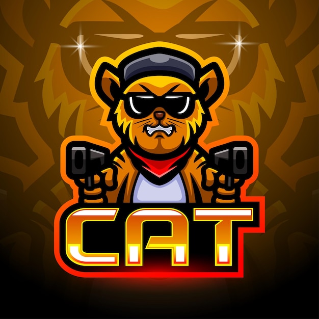 Cat esport logo mascot design