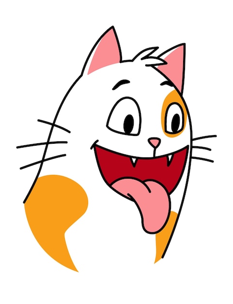 Cat expression Cartoon pet with cute emotion creative emoji of home animal Vector illustration of funny mood of cat with big eyes