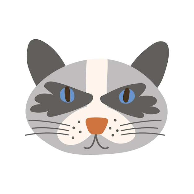 Cat Face Portrait Siberian Vector illustration