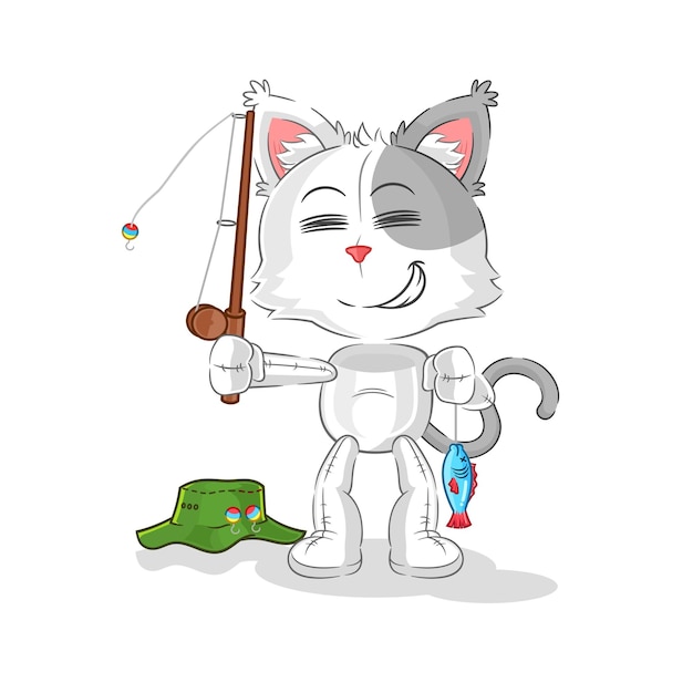 Cat fisherman illustration character vector