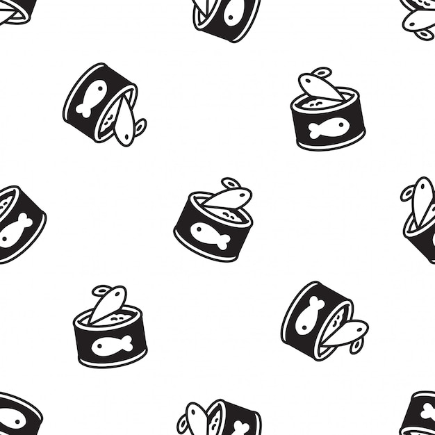 cat food seamless pattern cartoon