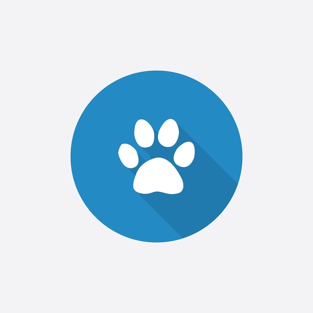 Cat footprint Flat Blue Simple Icon with long shadowxA