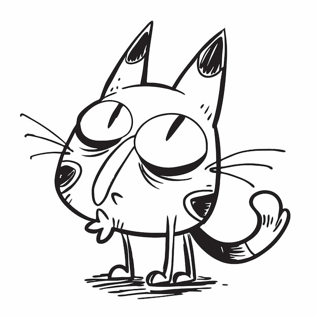 cat fullview vector illustration doodle line art