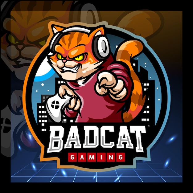 Cat gaming mascot esport logo design