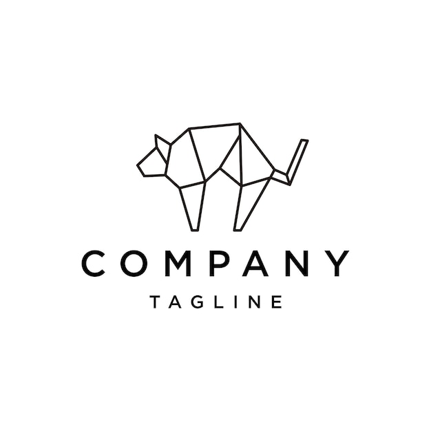 Cat geometric polygonal logo vector icon design template