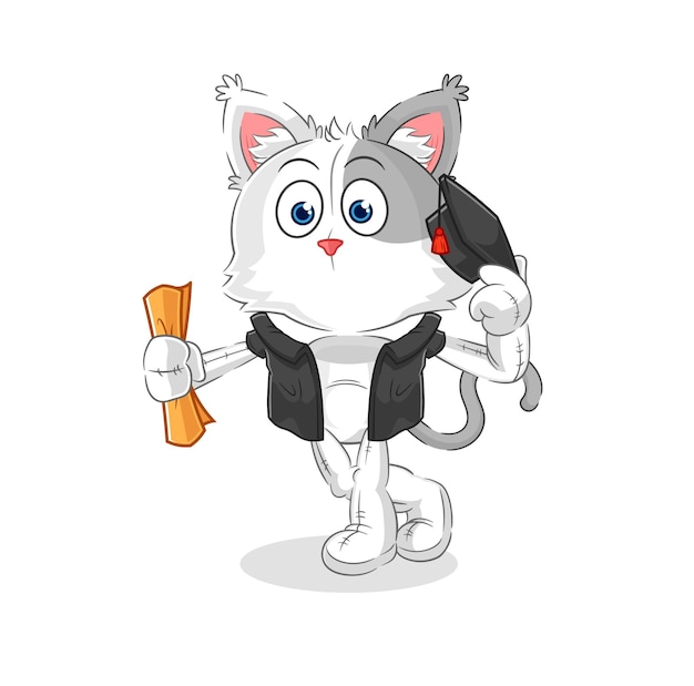 Cat graduation vector cartoon character