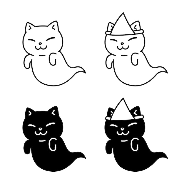 Cat halloween ghost cartoon character