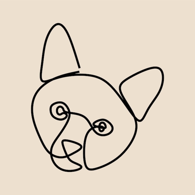 Cat head animal pet oneline continuous single line art