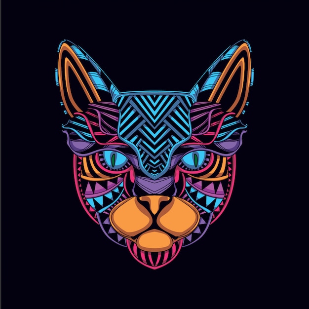 cat head from decorative glow neon color