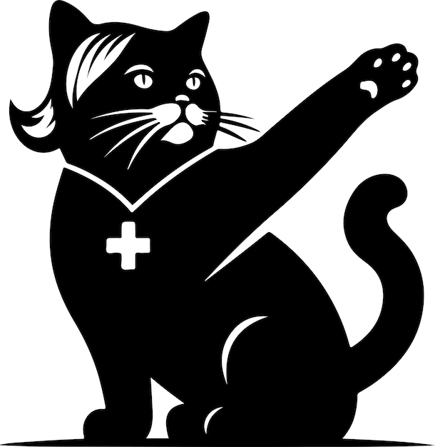 Cat Heidi black cat silhouette with vector illustration