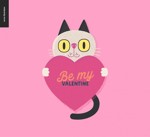 Cat holding a heart  Valentine 