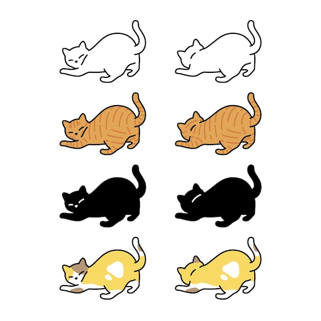 cat icon kitten calico cartoon character pet