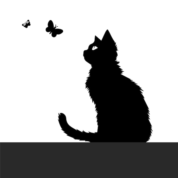 Vector a cat is looking at butterflies and a cat is looking at them