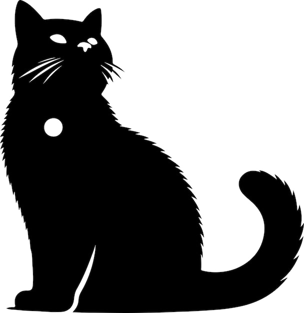 Cat Izzy black cat silhouette with vector illustration