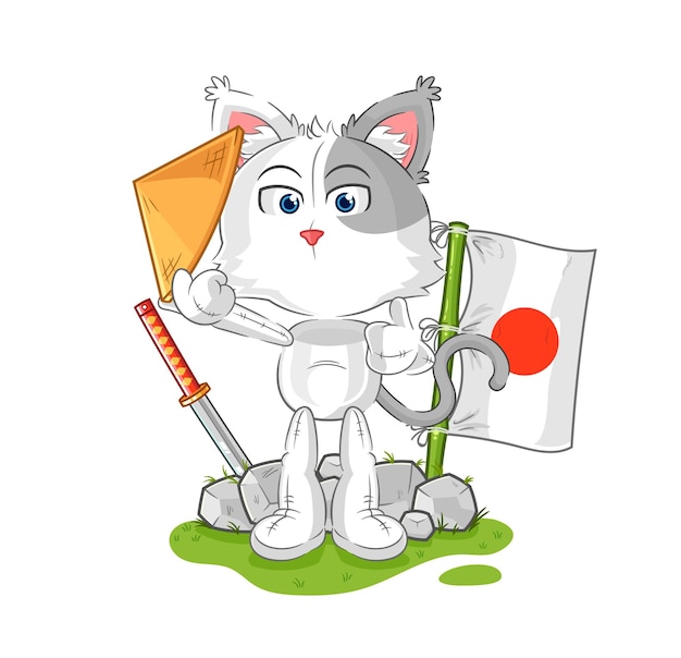 Cat japanese vector cartoon character