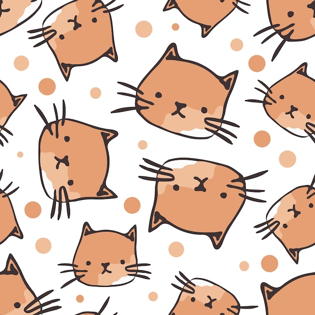 Cat kitten vector seamless pattern wallpaper background doodle cartoon