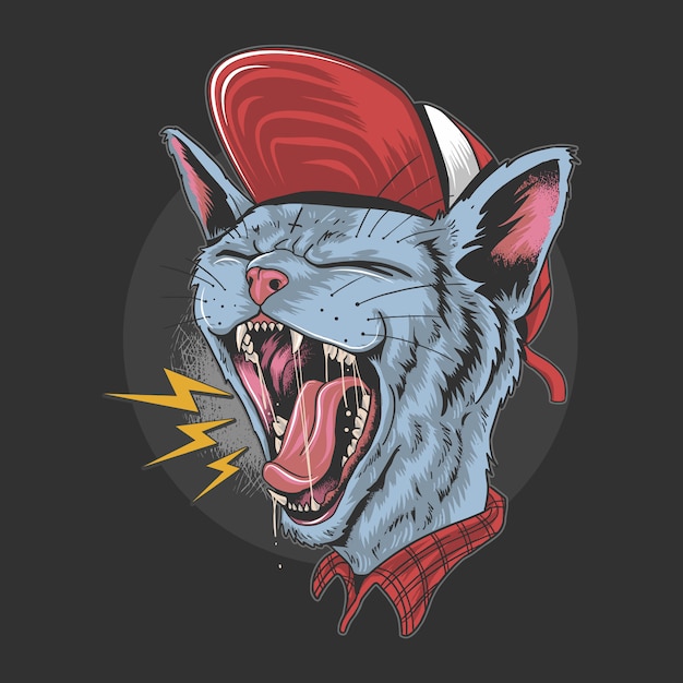 CAT KITTY SCREAM OVER ROCK N ROLL PUNKER ARTWORK