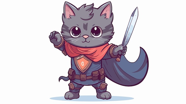 Vector cat knight ready to give