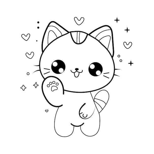 Vector cat line art for kids coloring book illustration