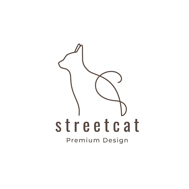 CAT LINE ART LOGO DESIGN VECTOR ILLUSTRATION